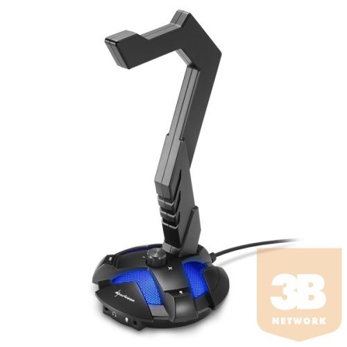 Sharkoon Fejhallgató állvány - X-Rest 7.1 (PC/PS4, beépített 7.1 hangkártya, USB, 120x120x260 mm, műanyag, fekete)