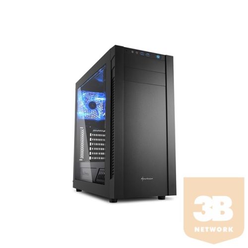 Sharkoon Számítógépház - S25-W (fekete; ablakos kivitel; alsó táp; ATX,mATX; mITX; 2xUSB3.0; I/O)