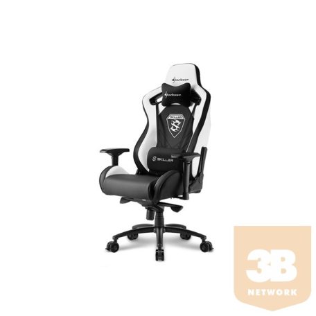 Sharkoon Gamer szék - Skiller SGS4 Black/White (állítható háttámla/magasság; 4D kartámasz; PVC; aluminium talp; 150kg-ig