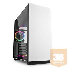   Sharkoon Számítógépház - PureSteel White RGB (fehér; ablakos; ATX, felső táp; 4x120mm RGB ventilátor; 2xUSB3.0; I/O)