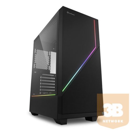 Sharkoon Számítógépház - RGB FLOW (fekete; ATX,mATX; alsó táp; 1x120mm v.; 2xUSB3.0, 1xUSB2.0, I/O)