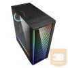 Sharkoon Számítógépház -  LIT 200 (fekete; üveg oldal; alsó táp; ATX; 4x120mm RGB; 2xUSB3.0; 1xUSB2.0; I/O)