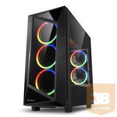   Sharkoon Számítógépház - REV 200 (fekete; ATX,mATX; alsó táp; 5x120mm v.; 2xUSB3.0, 2xUSB2.0, I/O)