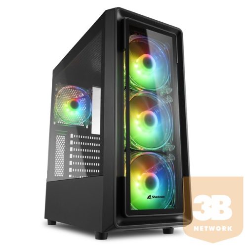 Sharkoon Számítógépház - TK4 RGB (fekete; ATX,mATX; alsó táp; 6x120mm v.; 2xUSB3.0, 1xUSB2.0, I/O)