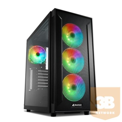 Sharkoon Számítógépház - TG6M RGB (fekete; ATX,mATX; alsó táp; 7x120mm v.; 2xUSB3.0, 2xUSB2.0, I/O)