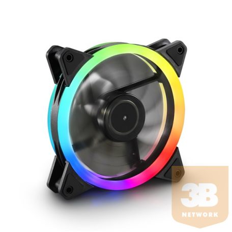 Sharkoon Cooler 12cm - Shark Blades PWM RGB Fan (24,8dB; 94.8 m3/h; 1400rpm; 3pin + 4pin csatlakozó; ház hűtésre)