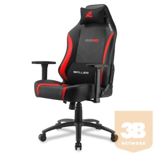 Sharkoon Gamer szék - Skiller SGS20 Black/Red (állítható magasság; állítható kartámasz; szövet; acél talp; 120kg-ig)