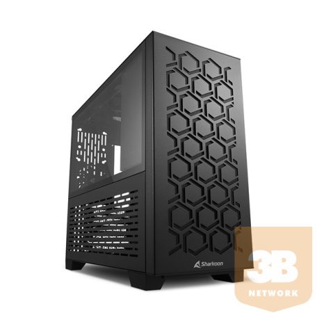 Sharkoon Számítógépház - MS-Y1000 Black (fekete; fekete belső; alsó táp; mATX; mITX; 2xUSB3.0; I/O)