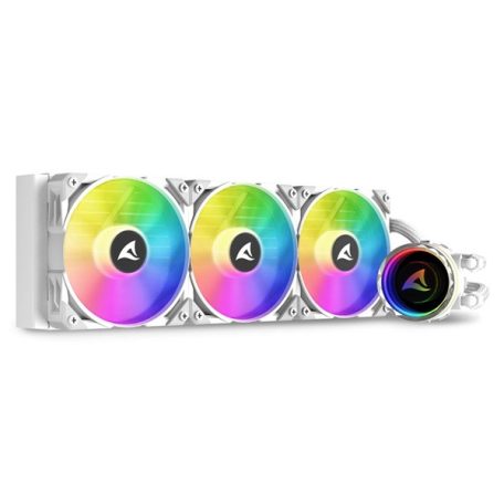 Sharkoon CPU Water Cooler - S90 RGB White AIO 360 mm (max. 35 dB (A); max. 131.93 m3/h; 3x12cm, A-RGB LED, fehér)