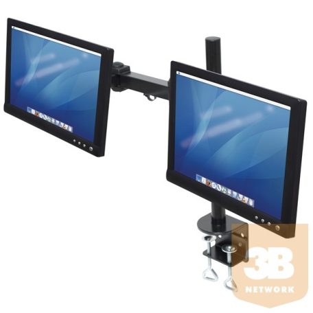 Manhattan 420808 LCD Monitor Dupla karos fali/asztali állvány 2db monitor részére (max.VESA:100x100)(fekete)