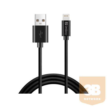 SANDBERG Töltőkábel, USB>Lightning MFI 1m Black