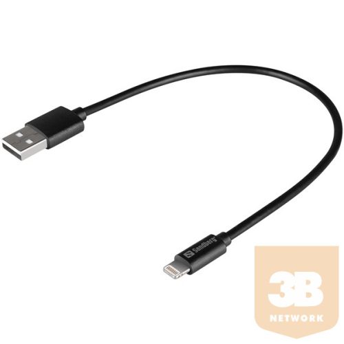 SANDBERG Töltőkábel, USB>Lightning MFI 0.2m Black