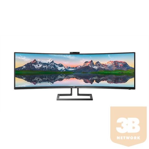 Philips ívelt monitor 48,8" - 499P9H/00, 5120x1440, 32:9, 450 cd/m2, 5ms, HDMIx2,DisplayPort,USB,USB-C,LAN, HDR