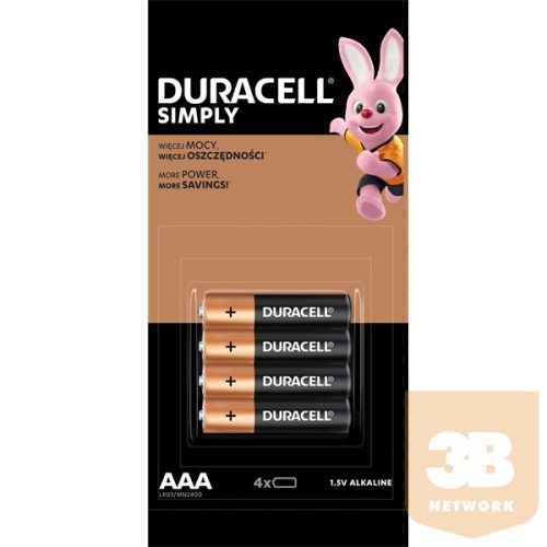 DURACELL AAA alkálielem, 4db HBDC