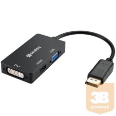   SANDBERG VGA, HDMI és DVI konvertáló, Adapter DP>HDMI+DVI+VGA