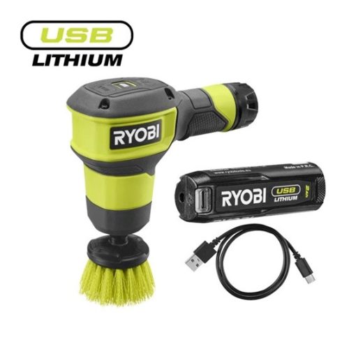 Ryobi 4V USB Lithium tisztító súroló, 1x 2,0Ah akkumulátor, töltő - RSCR4-120G