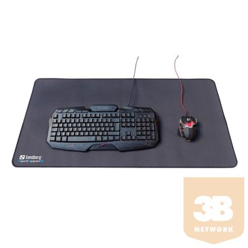 Sandberg Egérpad - Gamer Desk Pad XXXL (billentyűzet és egér számára; 90x45cm; csúszásgátló alsó rész; fekete)