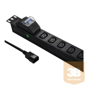   Surge protector CB QOLTEC for RACK 19'' | 1U | 10A | PDU | 8xIEC C13 | 2m