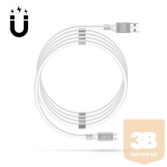   Delight kábel - MicroUSB mágneses adat és töltőkábel, 2A, 1,2m, fehér