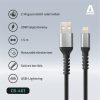 KAB AVAX CB401G STEELY USB A-Lightning 20W gyorstöltő, sodorszálas kábel, 3A, acélszürke - 1,5m