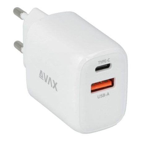 CHG AVAX CH631W FIVEY+ USB A + Type C 25W GaN gyors hálózati töltő, fehér