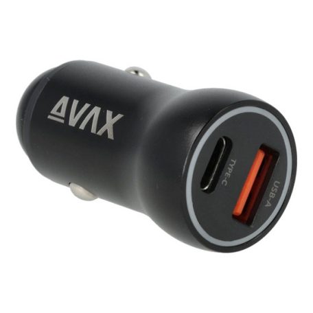 CHG AVAX CC601B CARLY+ USB A + Type C 40W gyors autós töltő, fekete