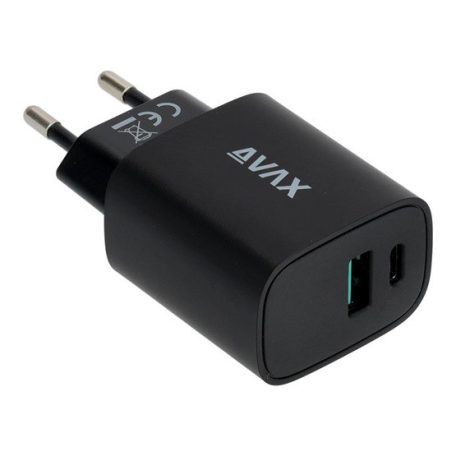 CHG AVAX CH600B SPEEDY+ USB A (QC)+Type C (PD) 20W gyors hálózati töltő, fekete