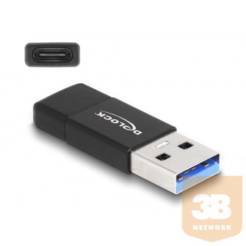 Delock adapter - 60001 (USB 3.2 Gen 2 A-típusú USB apa - USB Type-C anya, Fekete)