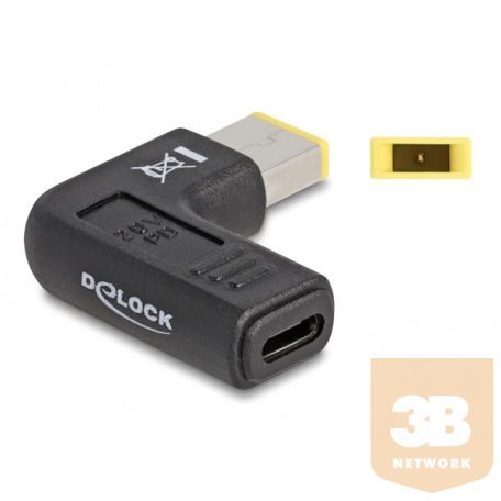 Delock Laptop töltőkábel adapter USB Type-C anya - Lenovo 11,0 x 4,5 mm apa 90 fokban hajlított