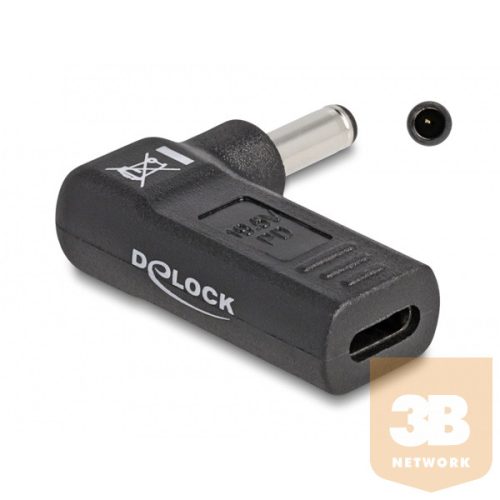 Delock Laptop töltőkábel adapter USB Type-C anya - Dell 4,5 x 3,0 mm apa 90 fokban hajlított