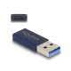 DELOCK Átalakító USB 10 Gbps Type-A male > USB Type-C female aktív kék