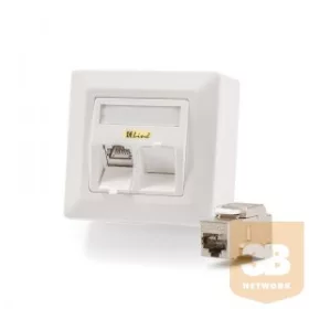   KELine 601140-AP + KEJ-C6A-S-10G(2) Modulo50 falon kívüli aljzat, Kategória 6A, 2xRJ45/s csatlakozóval