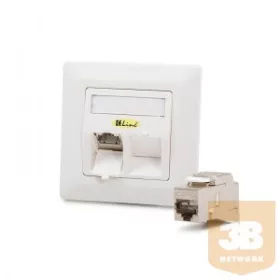   KELine 601140-UP + KEJ-C6A-S-10G(2) Modulo50 süllyesztett aljzat, Kategória 6A, 2xRJ45/s csatlakozóval