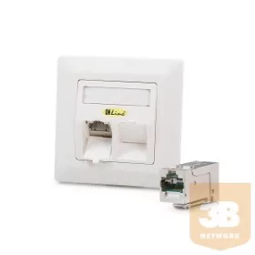   KELine 601140-UP + KEJ-C6A-S-HD(2) Modulo50 süllyesztett aljzat, Kategória 6A, 2xRJ45/s csatlakozóval