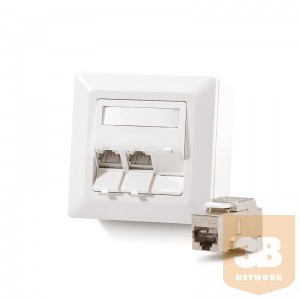 KELine 601143-AP + KEJ-C6A-S-10G(3) Modulo50 outlet, Category 6A , 3xRJ45/s, wall-mounted, KEJ-C6A-S-10G keystones included