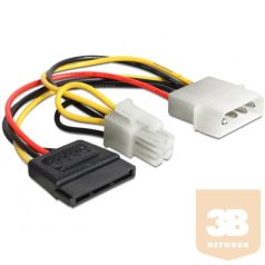   KAB Delock 60127 Molex 4pin apa/SATA 15pin anya + P4 apa tápkábel - 0,15m