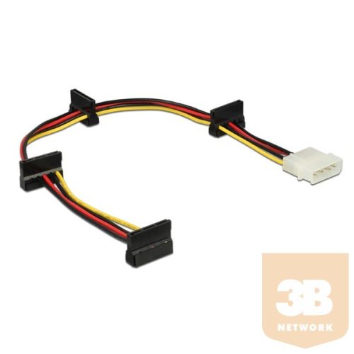 KAB Delock 60142 Molex-tápkábel 4 tus csatlakozódugóval > 4 x 15 tus SATA-csatlakozóhüvely, 40 cm