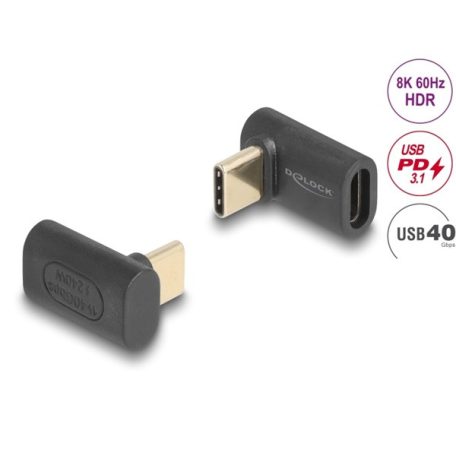 DELOCK Átalakító USB 40 Gbps Type-C male > female PD 3.1 240W 90 fokos 8K 60Hz