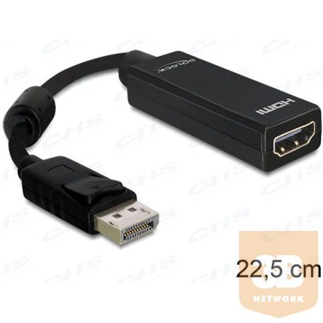 Delock HDMI Átalakító Displayport 1.1 male to HDMI female passzív, fekete