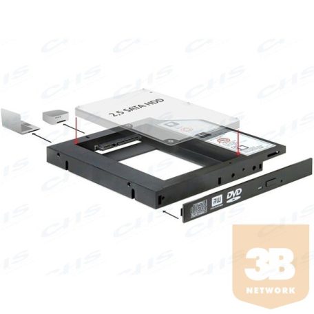 DELOCK Átalakító Slim SATA 5.25 beépítő keret 2.5" SATA HDD-hez 12.5mm-ig