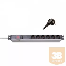   Triton 620P06 19”-os elosztópanel, 6 x 230V, túlfeszültség védelemmel