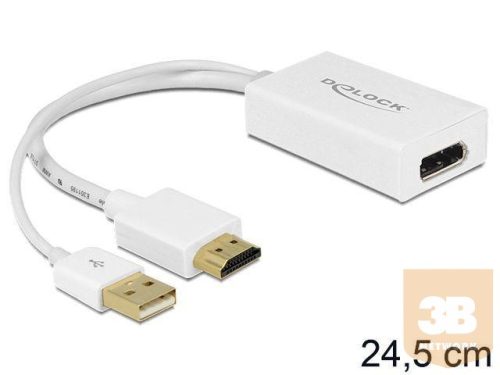 Delock adapter, HDMI-A (M) -> Displayport (F) + USB