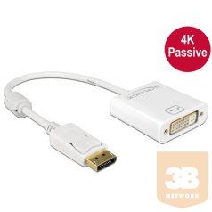   ADA Delock 62602 Displayport 1.2 dugós csatl. - DVI csatlakozóhüvely 4K passzív adapter - Fehér