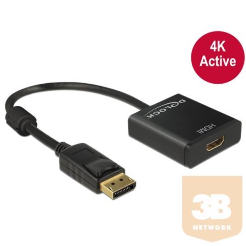 DELOCK Átalakító Displayport 1.2 male to HDMI female 4K aktív, fekete