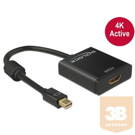 DELOCK Átalakító mini Displayport 1.2 male to HDMI female 4K aktív, fekete