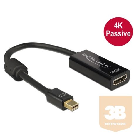 DELOCK Átalakító mini Displayport 1.2 male to HDMI female 4K passzív, fekete