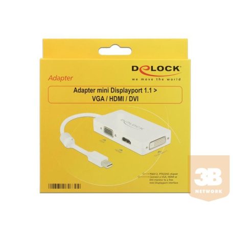 Delock Adapter mini Displayport 1.1 male > VGA / HDMI / DVI female Passive white