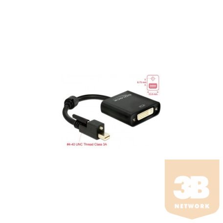 ADA Delock 62639 mini Displayport 1.2-dugós csatl. csavarral > DVI-csatl.hüvely 4K aktív adapter - Fekete