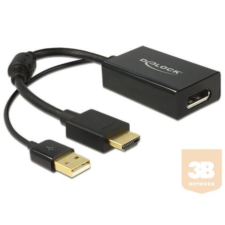 Delock adapter HDMI-A male > Displayport 1.2 female+USB power