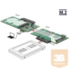   ADA Delock 62867 Átalakító, USB 3.1-es Micro-B-csatlakozóhüvely > 1 x SATA / 1 x M.2 aljzat B nyílással / 1 x